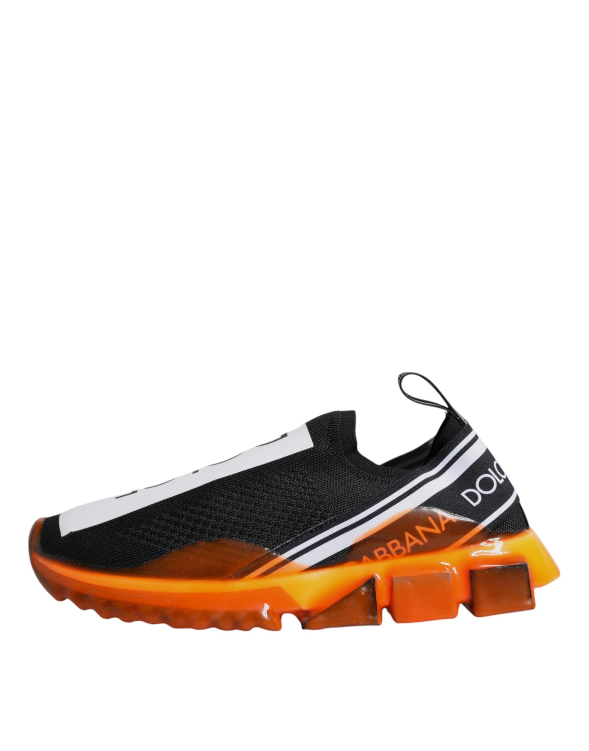 Dolce &amp; Gabbana Black Orange Sorrento Slip On Sneakers Shoes