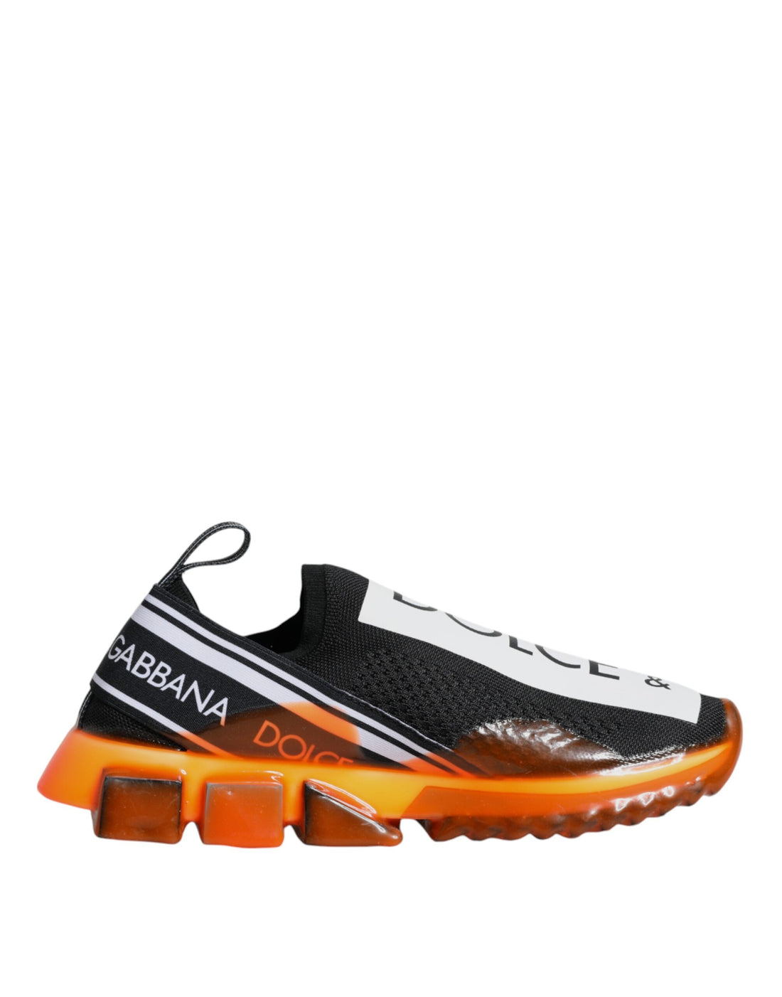 Dolce &amp; Gabbana Black Orange Sorrento Slip On Sneakers Shoes