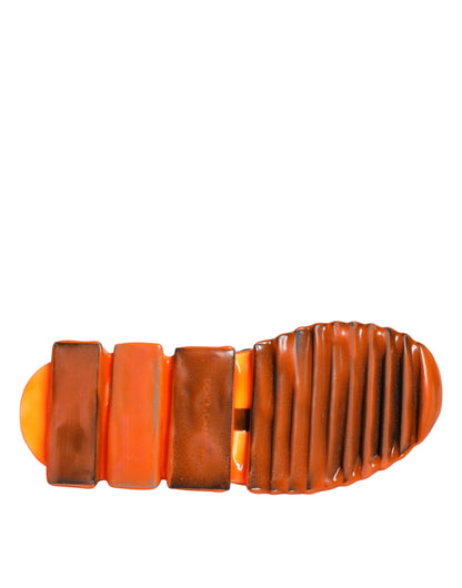 Dolce &amp; Gabbana Black Orange Sorrento Slip On Sneakers Shoes