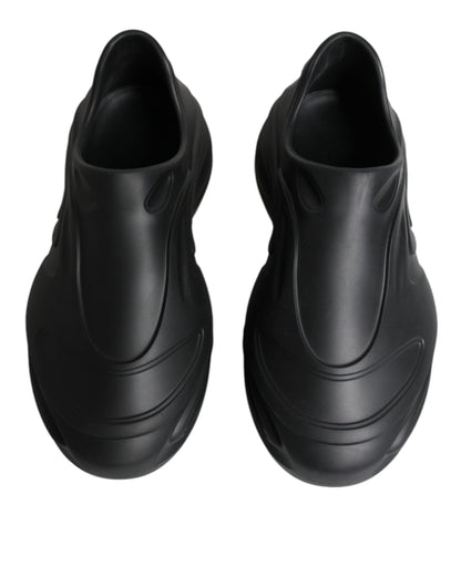 Dolce &amp; Gabbana Black Foiled Rubber Toy Low Top Sneakers Shoes