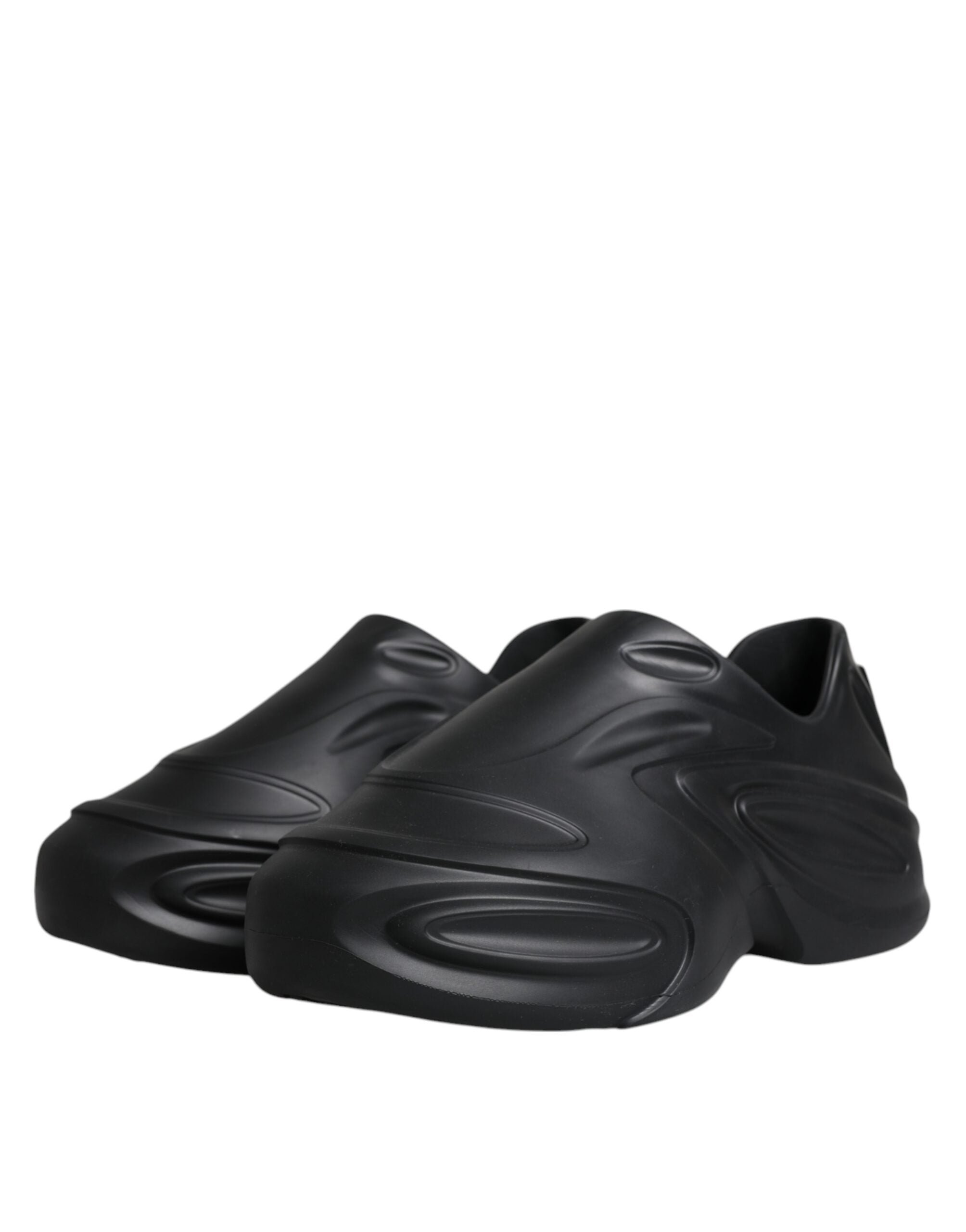 Dolce &amp; Gabbana Black Foiled Rubber Toy Low Top Sneakers Shoes