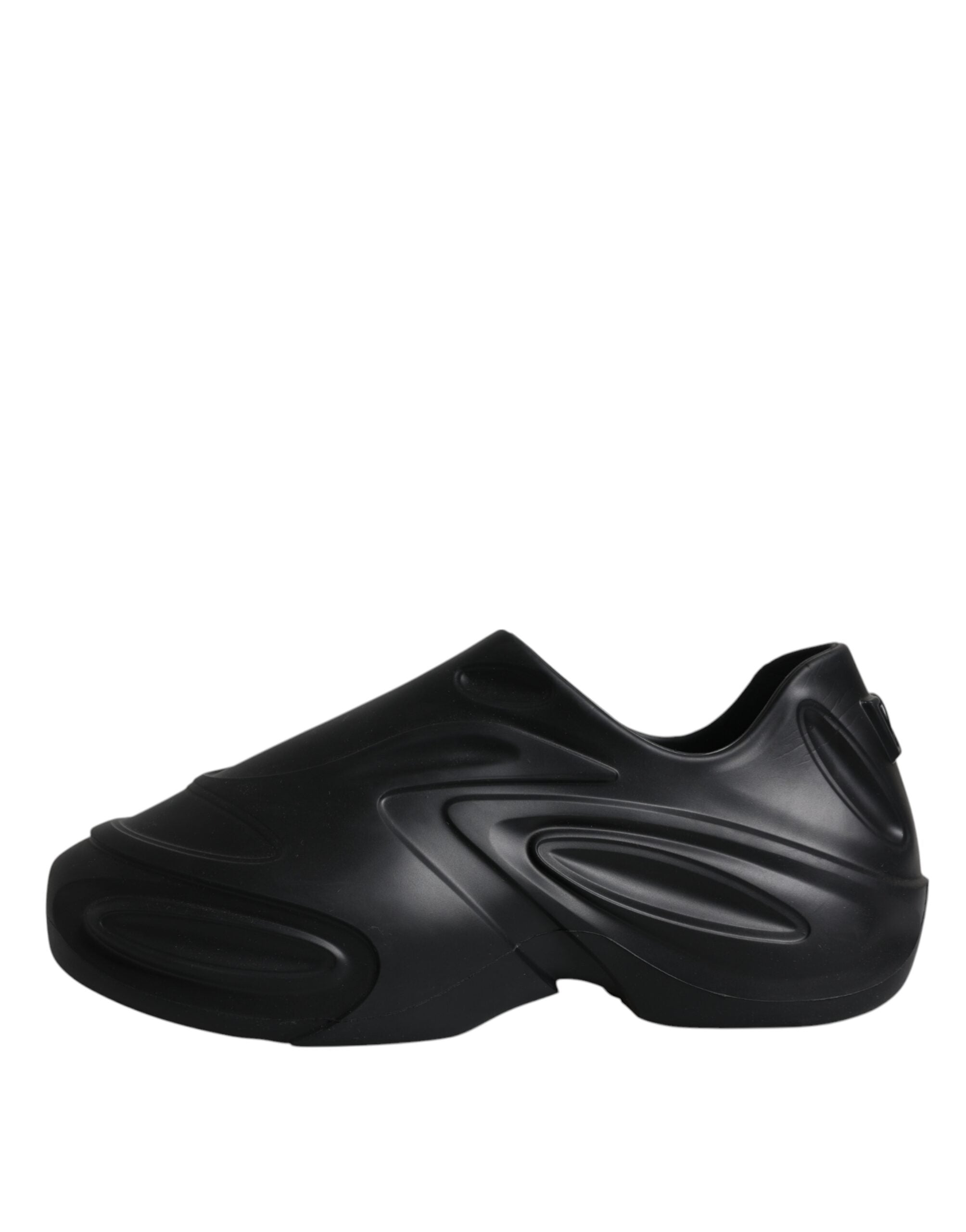 Dolce &amp; Gabbana Black Foiled Rubber Toy Low Top Sneakers Shoes