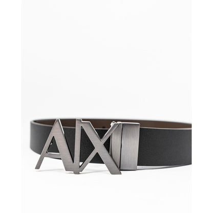Armani Exchange svart läderbälte