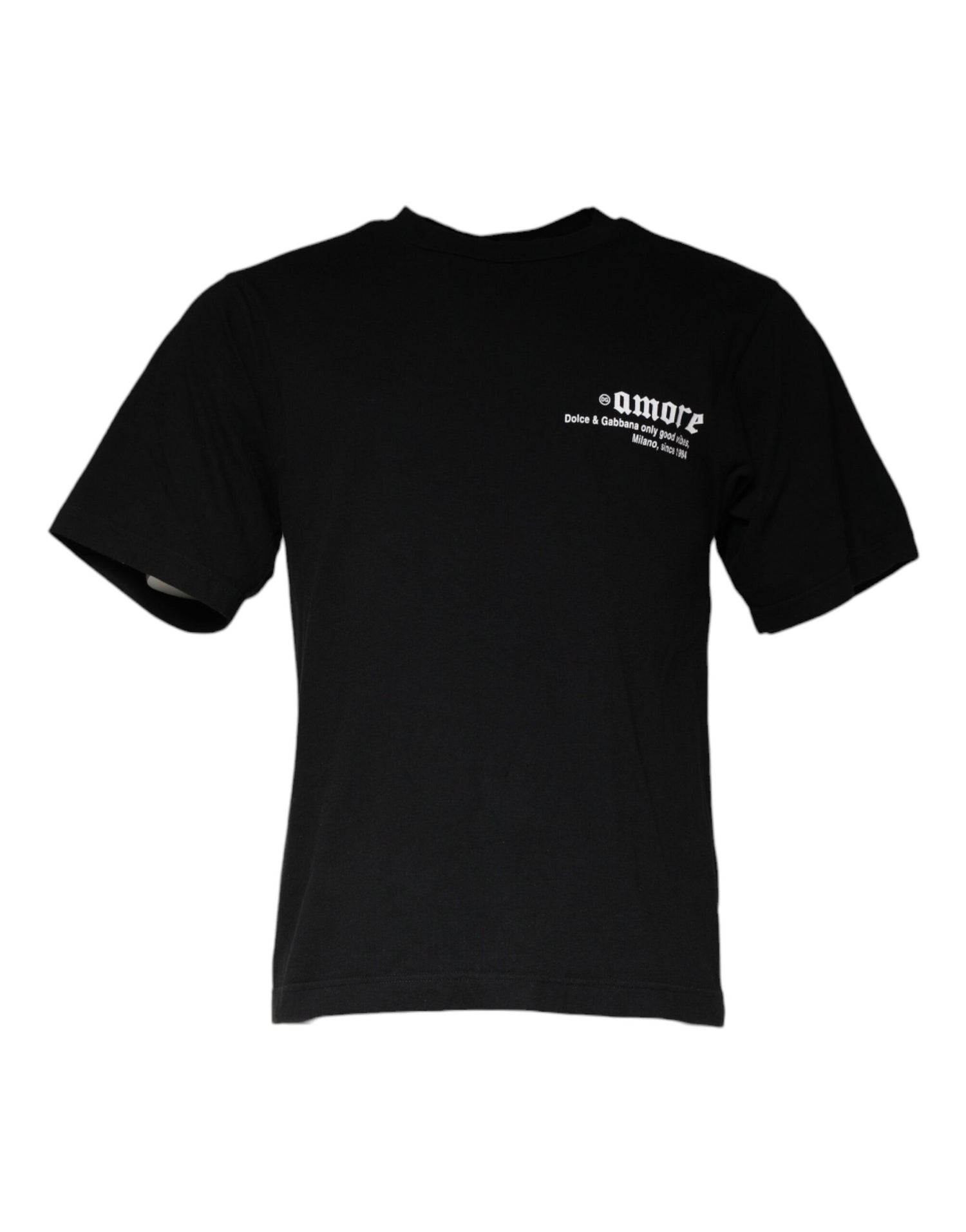 Dolce &amp;amp; Gabbana svart Amore-tryckt bomulls-t-shirt med rund hals