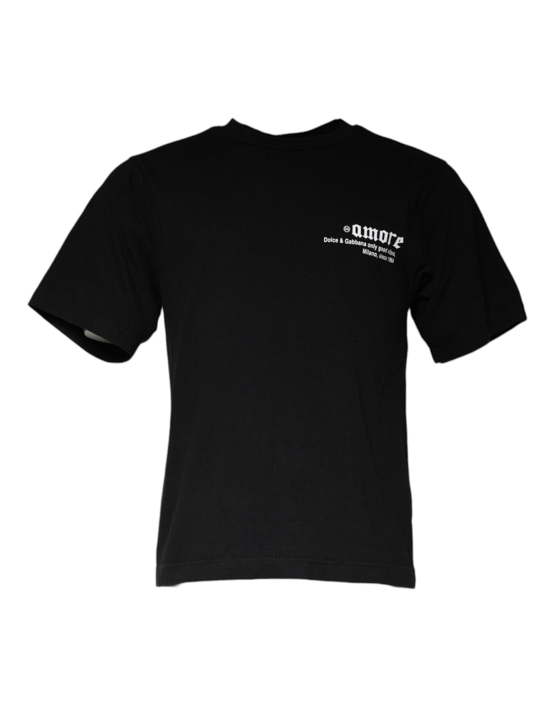 Dolce &amp;amp; Gabbana svart Amore-tryckt bomulls-t-shirt med rund hals