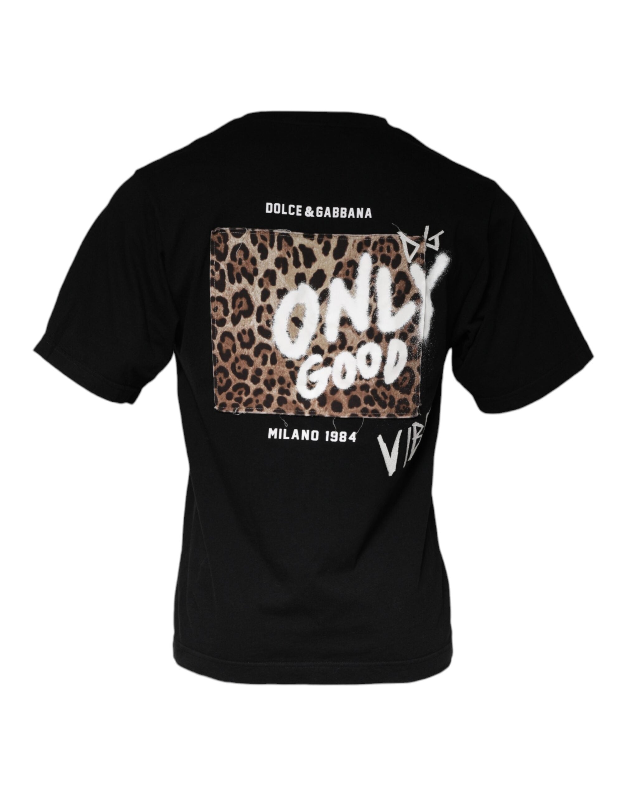 Dolce &amp;amp; Gabbana svart Amore-tryckt bomulls-t-shirt med rund hals