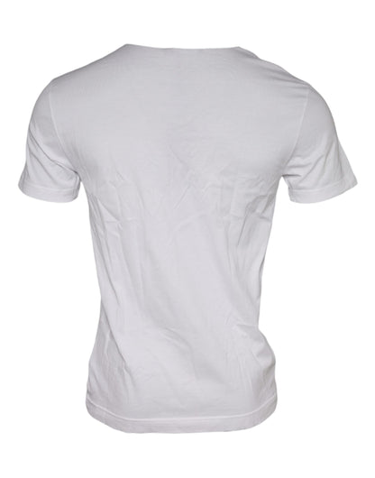 Dolce &amp;amp; Gabbana Vit T-shirt med rund hals och grafiskt tryck i bomull