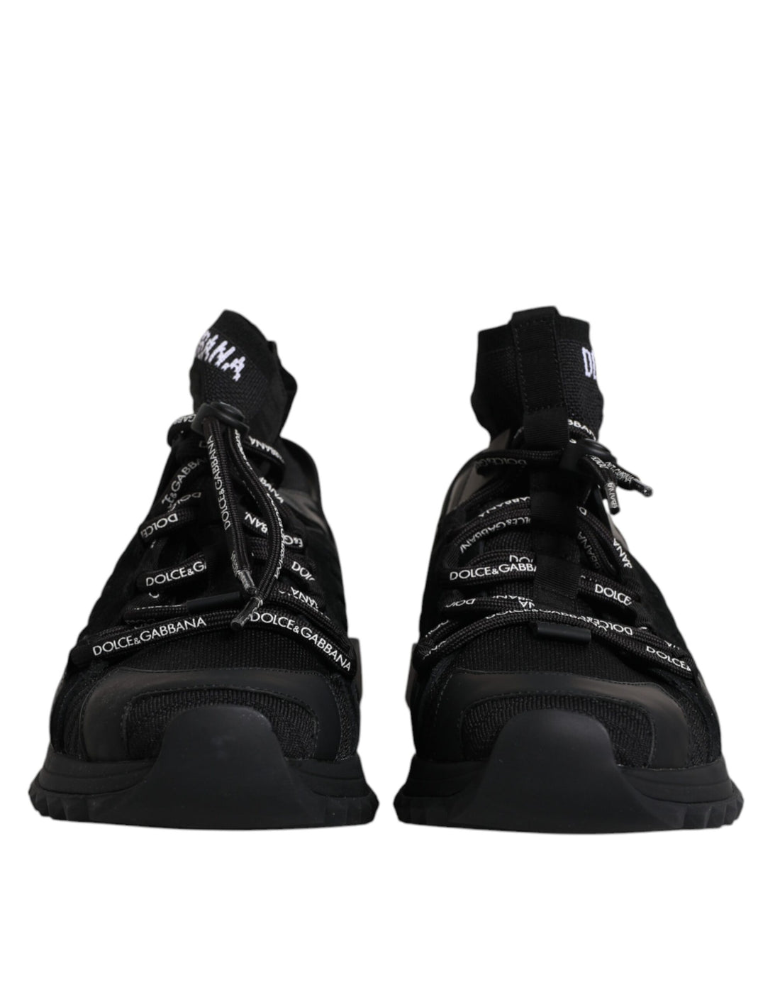 Dolce &amp;amp; Gabbana Svarta Sorrento Logo Herr Sneakers Strumpor Skor