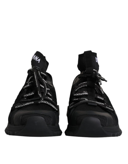 Dolce &amp;amp; Gabbana Svarta Sorrento Logo Herr Sneakers Strumpor Skor