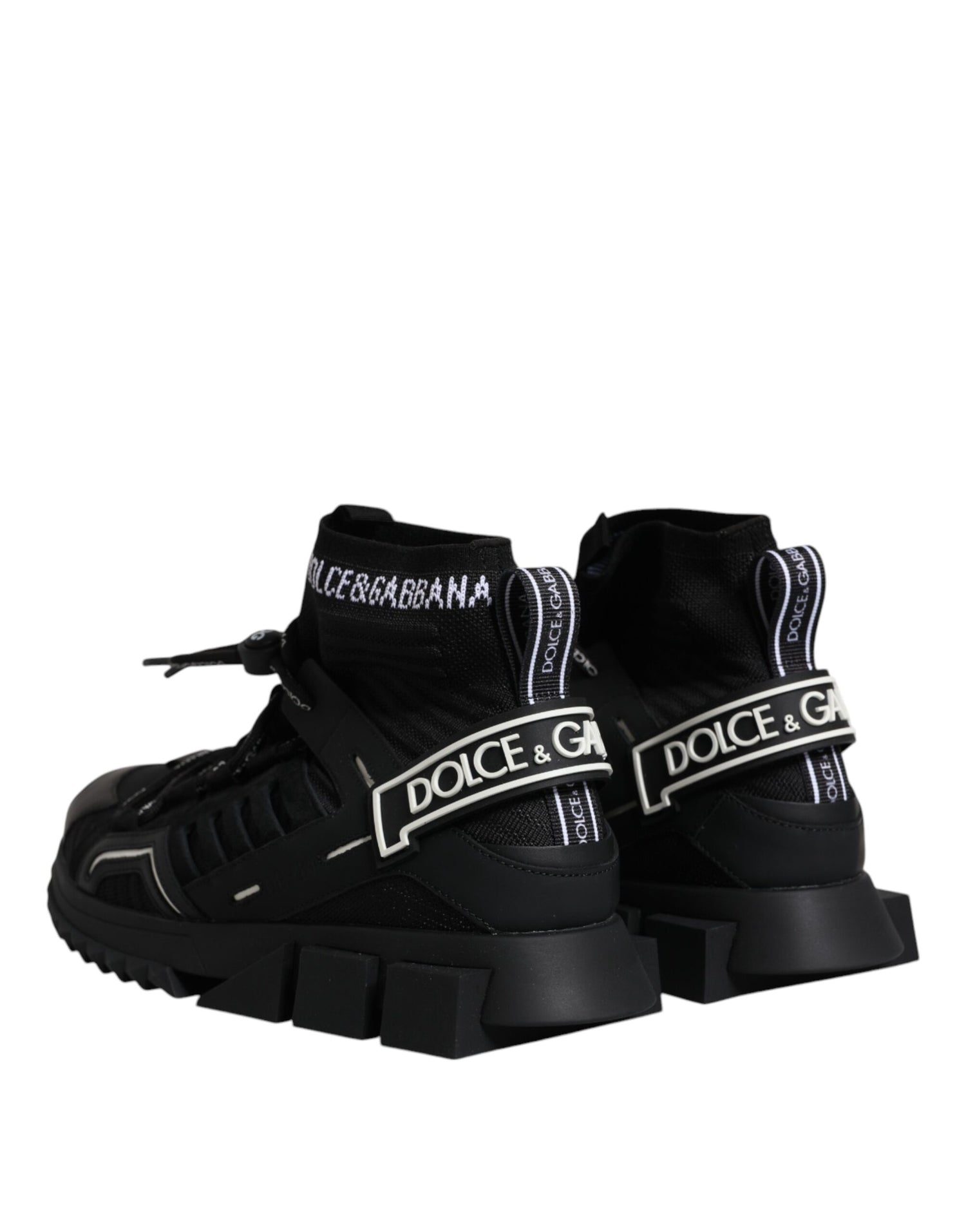 Dolce &amp;amp; Gabbana Svarta Sorrento Logo Herr Sneakers Strumpor Skor