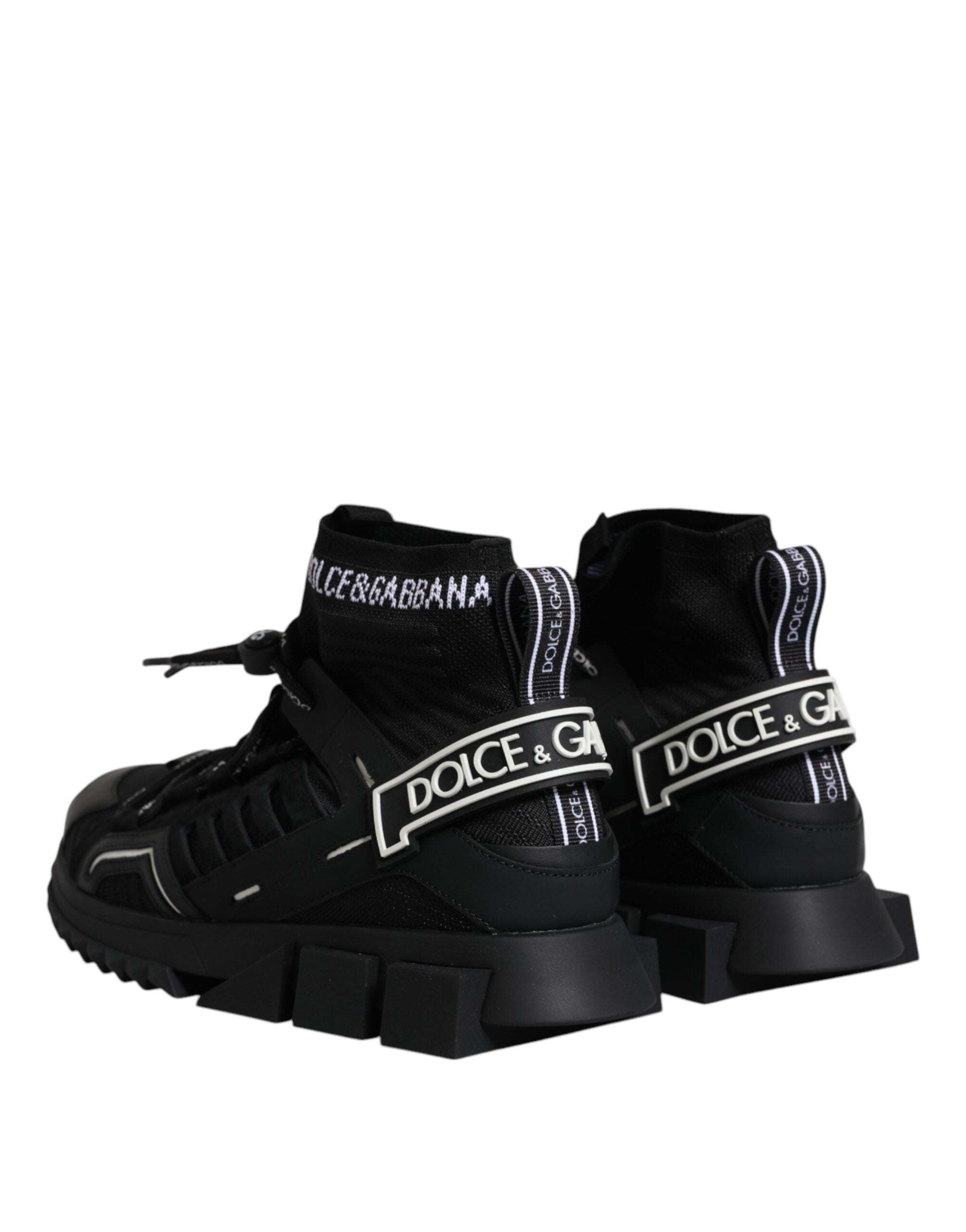 Dolce &amp;amp; Gabbana Svarta Sorrento Logo Herr Sneakers Strumpor Skor