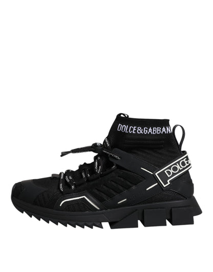 Dolce &amp;amp; Gabbana Svarta Sorrento Logo Herr Sneakers Strumpor Skor