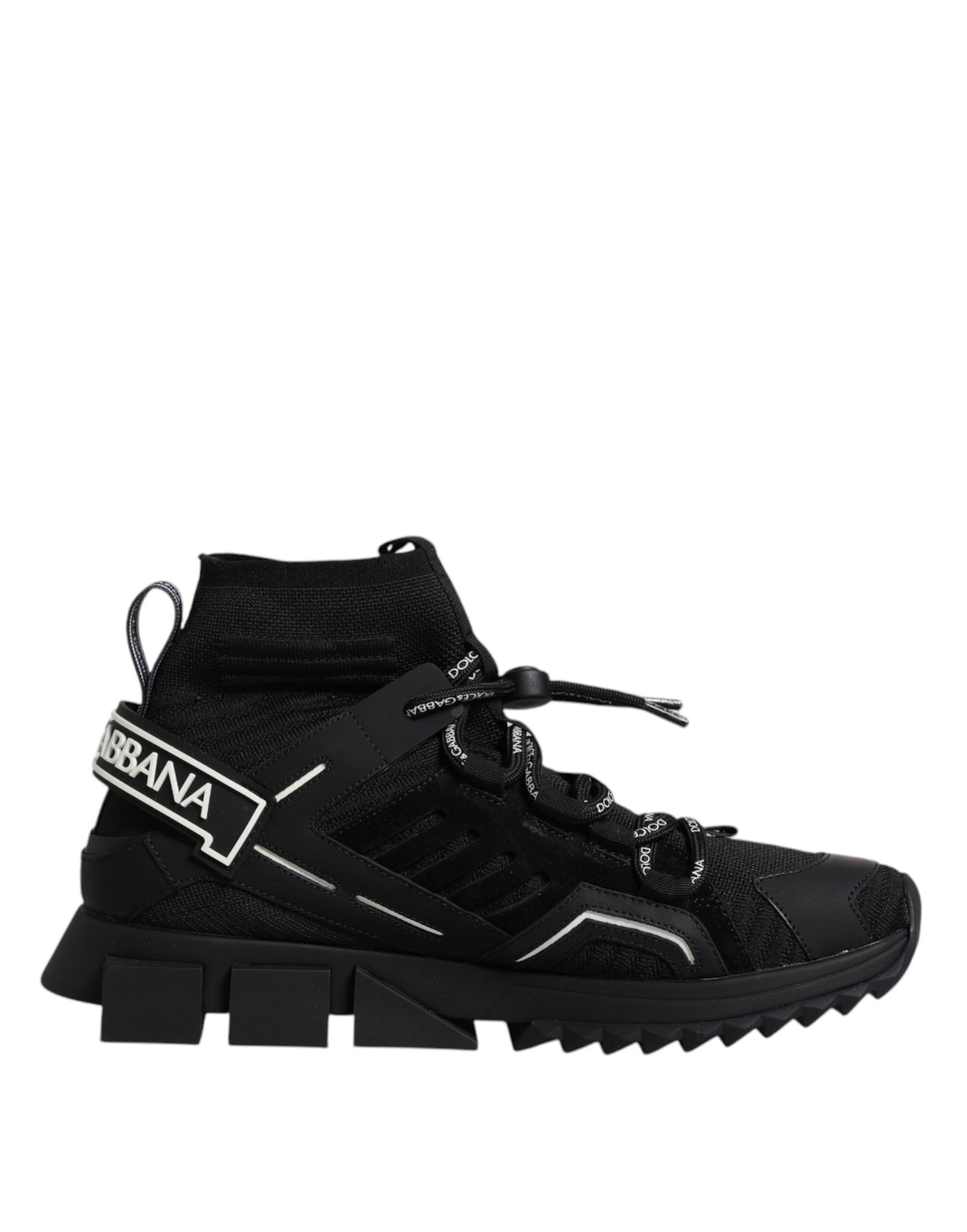 Dolce &amp;amp; Gabbana Svarta Sorrento Logo Herr Sneakers Strumpor Skor