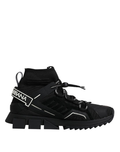 Dolce &amp;amp; Gabbana Svarta Sorrento Logo Herr Sneakers Strumpor Skor