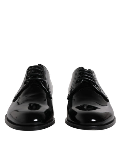 Dolce &amp;amp; Gabbana Svarta Derby-skor i lackläder