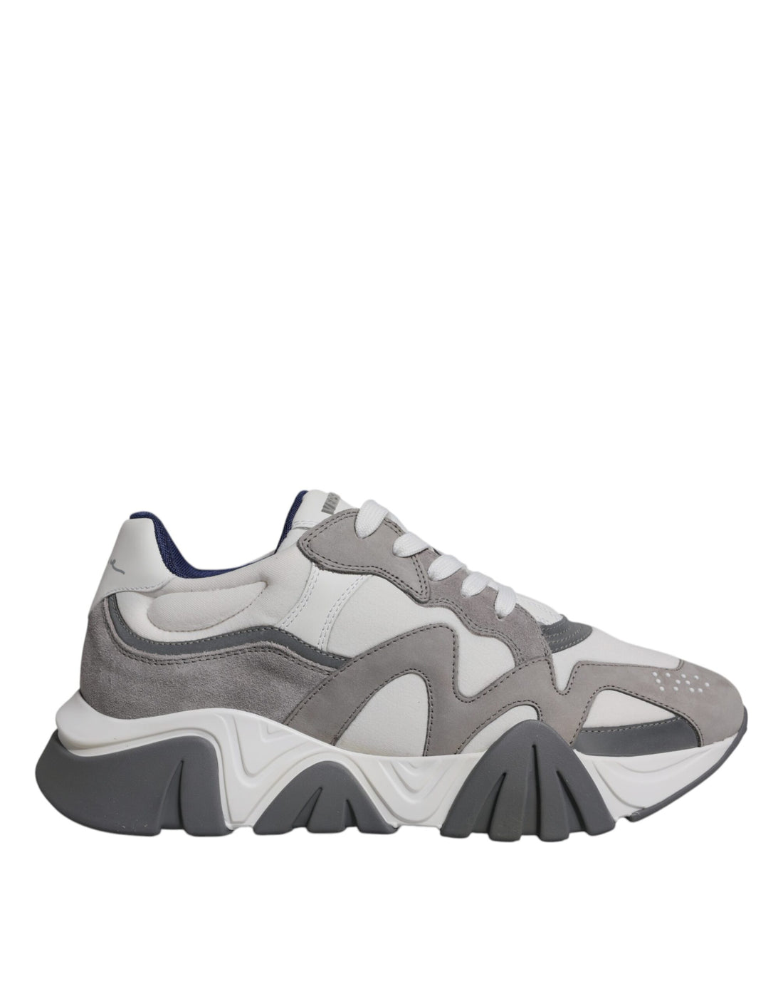 Versace Grå Läder Neopren Chunky Låga Squalo Sneakers Skor