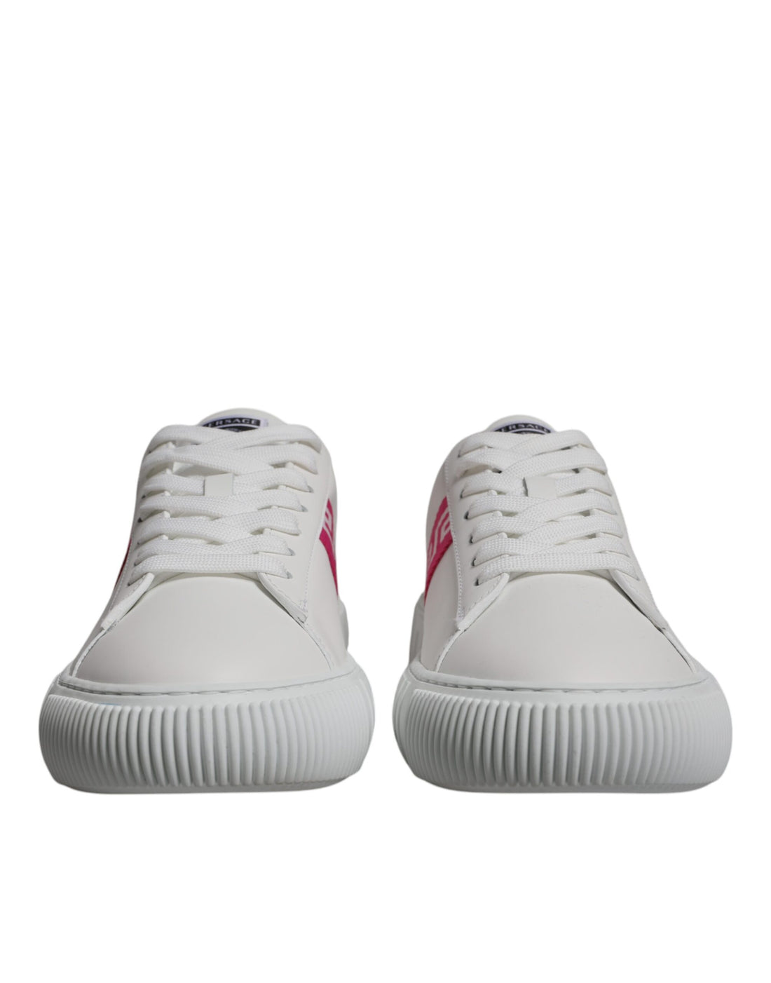 Versace Vita Rosa Greca Mönstrade Platå Låga Sneakers Skor