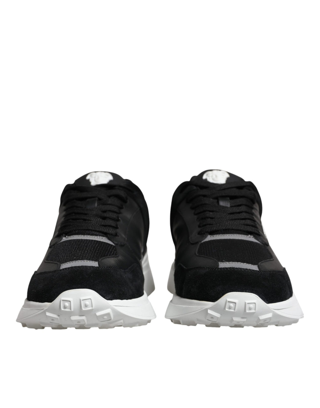 Versace Svarta Canvas Quad Fabric Medusa Låga Sneakers
