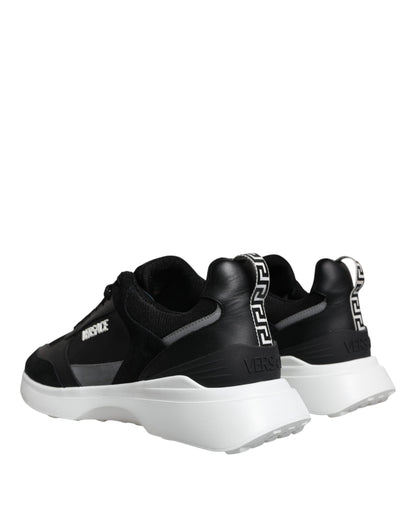 Versace Svarta Canvas Quad Fabric Medusa Låga Sneakers