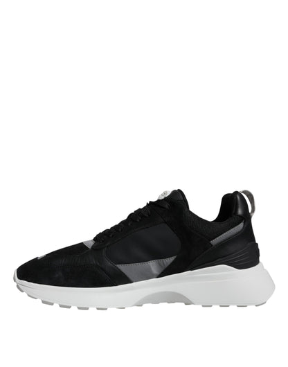 Versace Svarta Canvas Quad Fabric Medusa Låga Sneakers