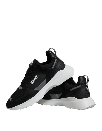 Versace Svarta Canvas Quad Fabric Medusa Låga Sneakers