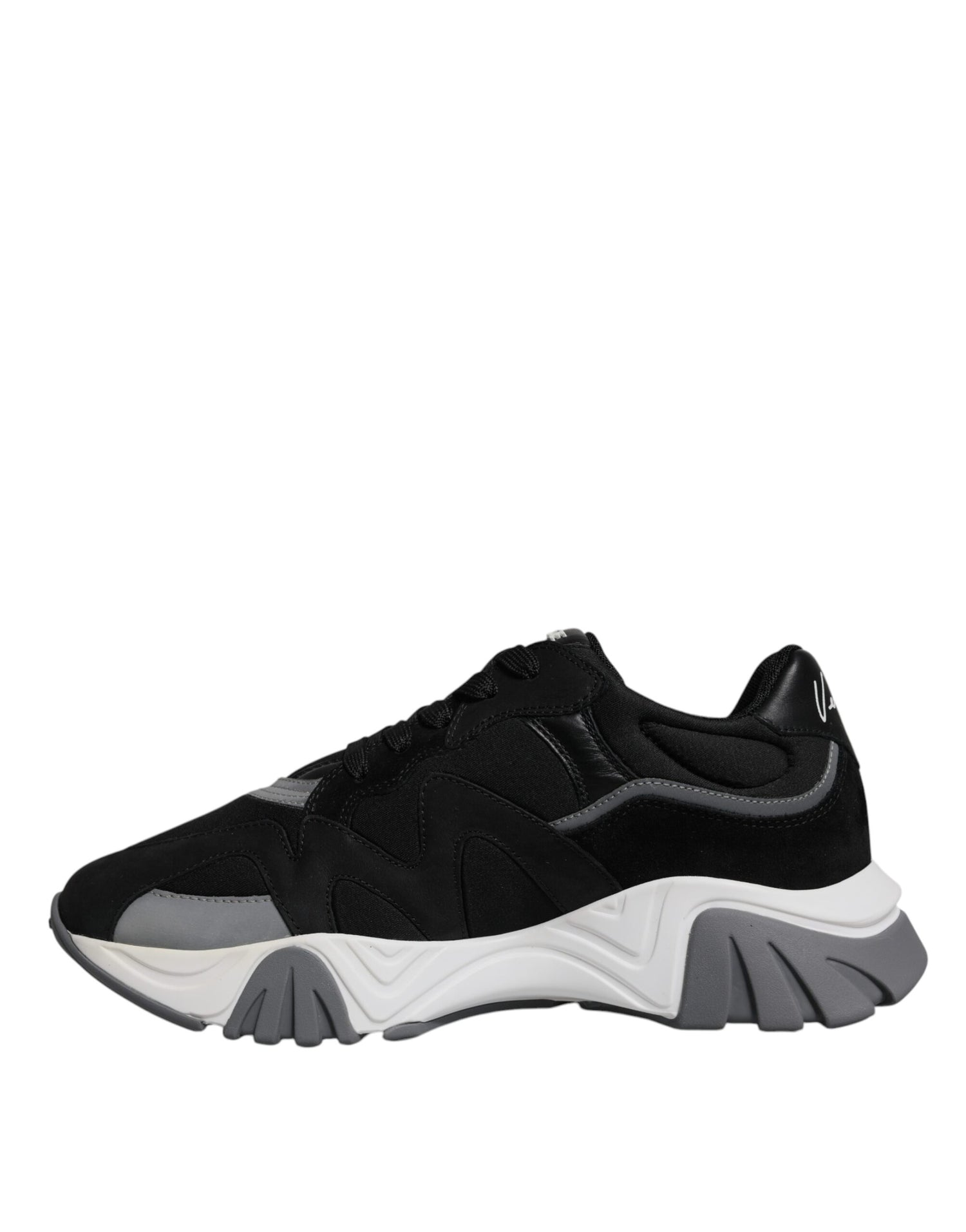 Versace svarta läder neopren chunky låga sneakers Squalo skor