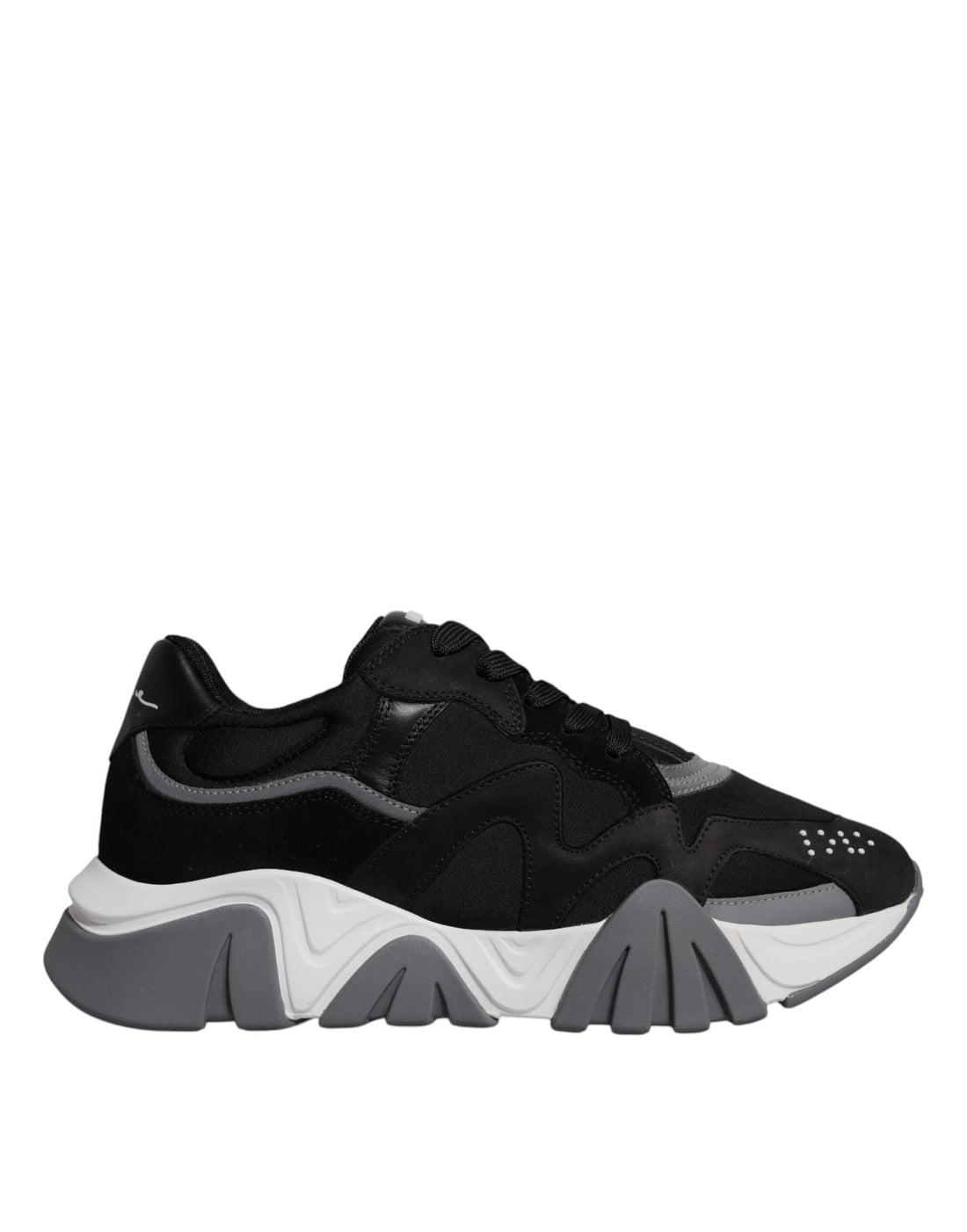 Versace svarta läder neopren chunky låga sneakers Squalo skor