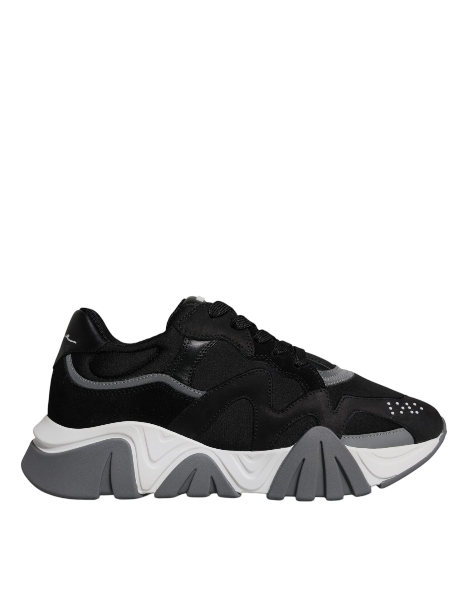 Versace svarta läder neopren chunky låga sneakers Squalo skor