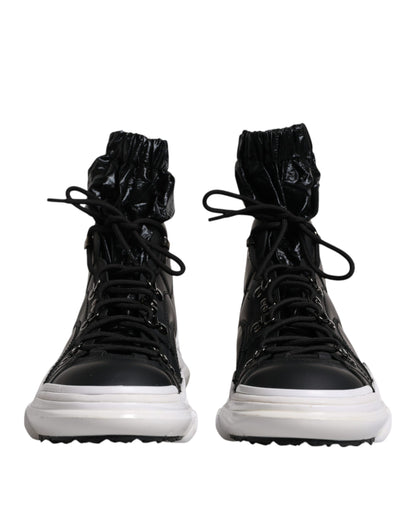 Dolce &amp;amp; Gabbana Svarta Nylon Galileo Höga Sneakers Skor