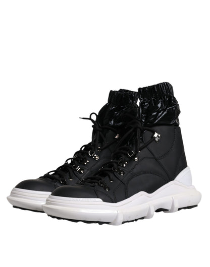 Dolce &amp;amp; Gabbana Svarta Nylon Galileo Höga Sneakers Skor
