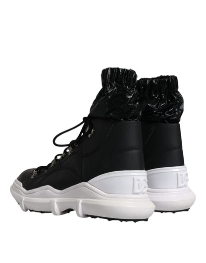 Dolce &amp;amp; Gabbana Svarta Nylon Galileo Höga Sneakers Skor