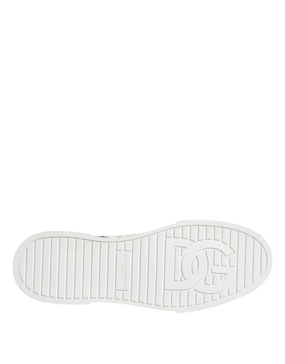 Dolce &amp;amp; Gabbana Vita Bomullsgraffiti Höga Sneakers