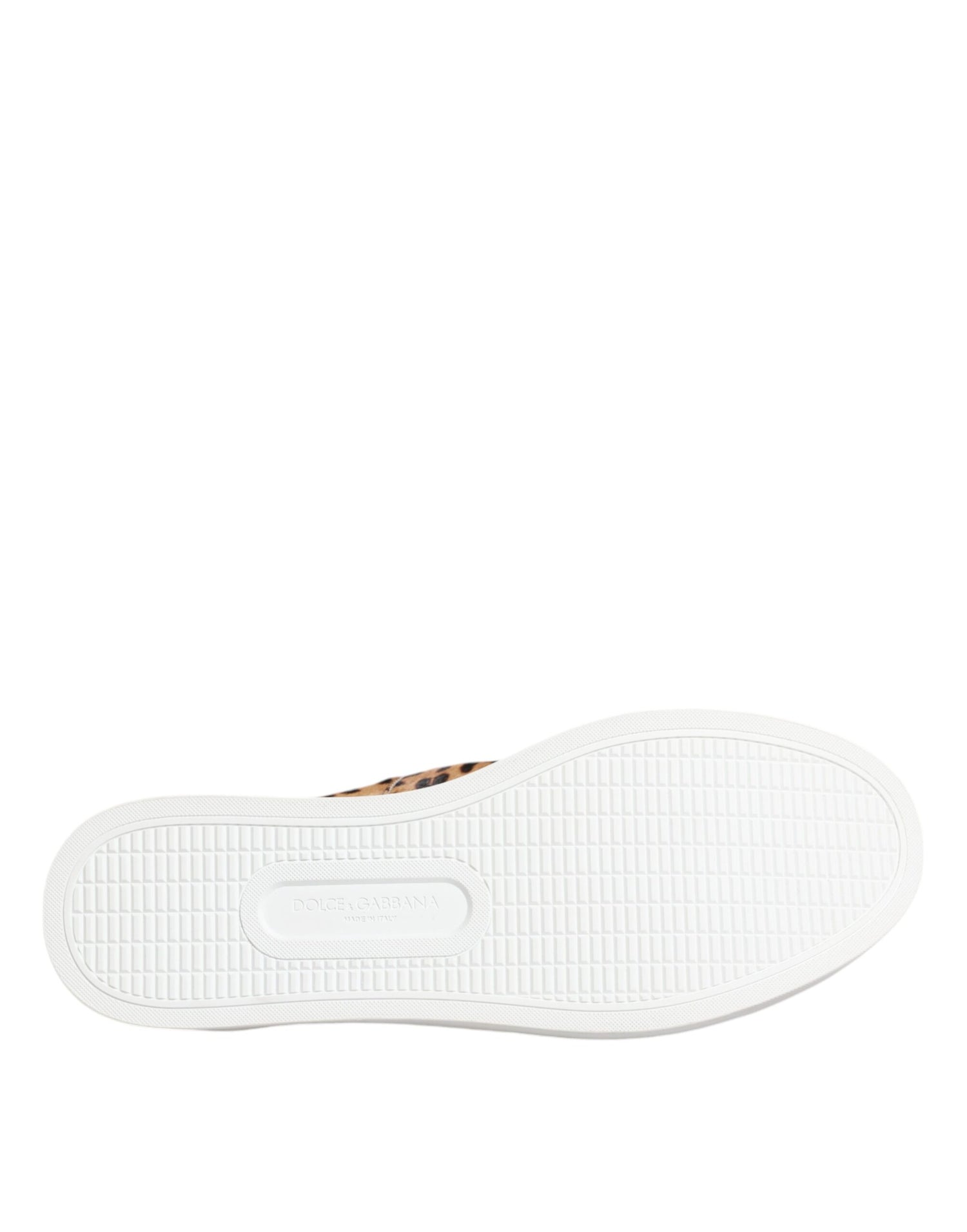 Dolce &amp;amp; Gabbana Brun Kalvskinnspäls Leopard Herr Sneakers Skor