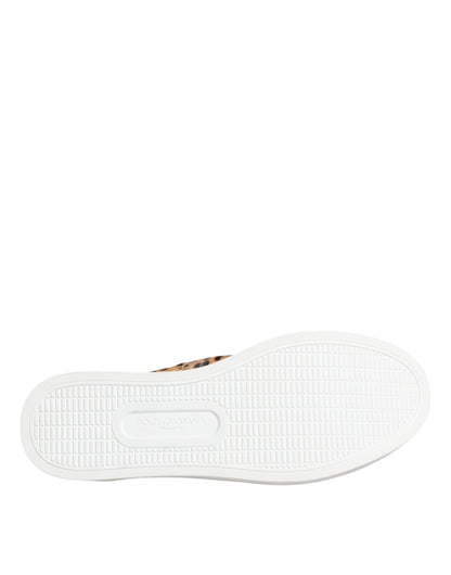Dolce &amp;amp; Gabbana Brun Kalvskinnspäls Leopard Herr Sneakers Skor