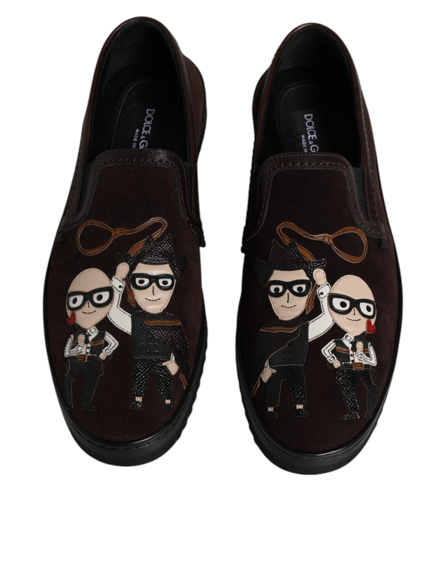 Dolce &amp;amp; Gabbana Bruna Mocka DG Family Slip On Flats Skor