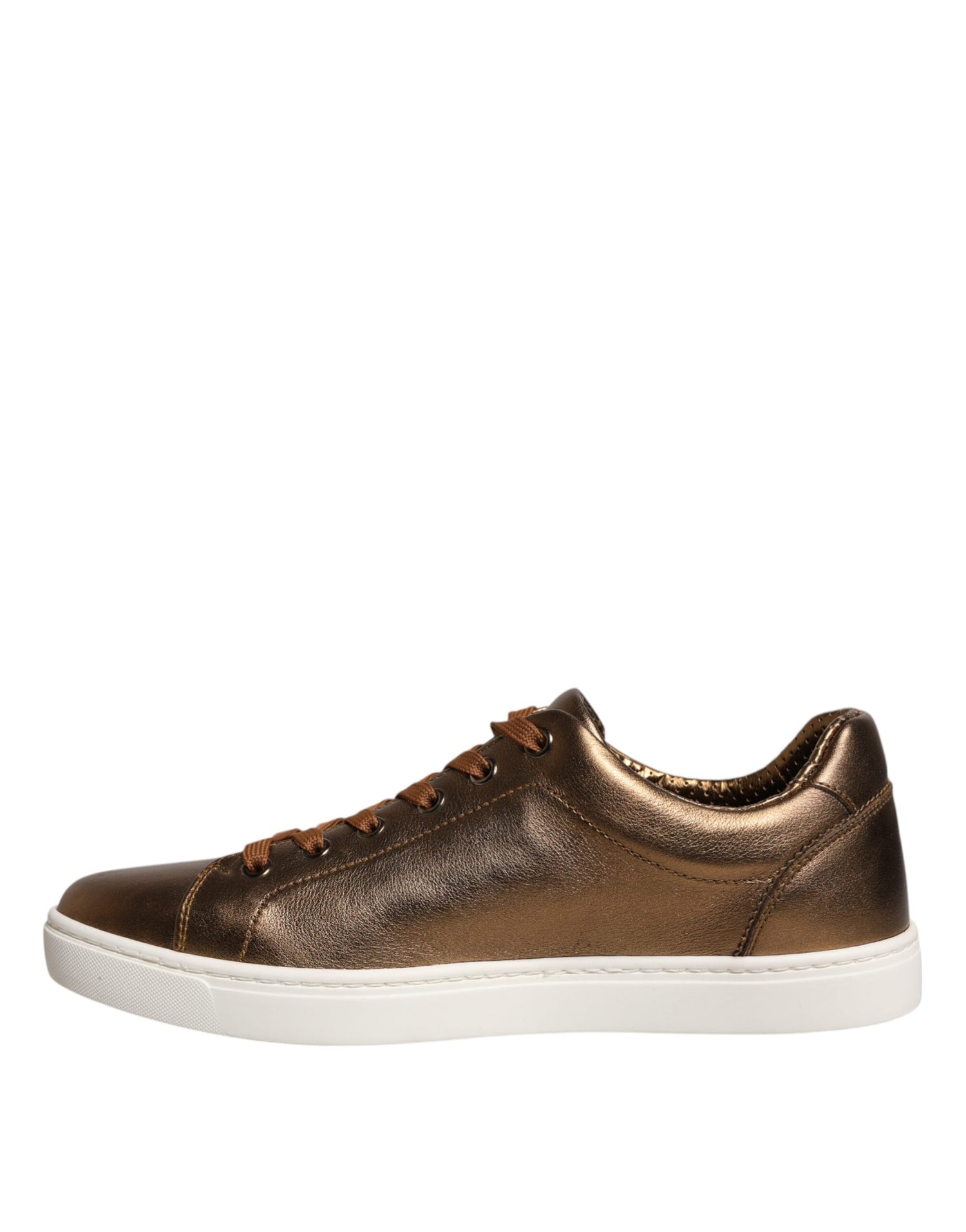 Dolce &amp;amp; Gabbana Guldfärgade Läderlogotyp London Herr Sneakers Skor
