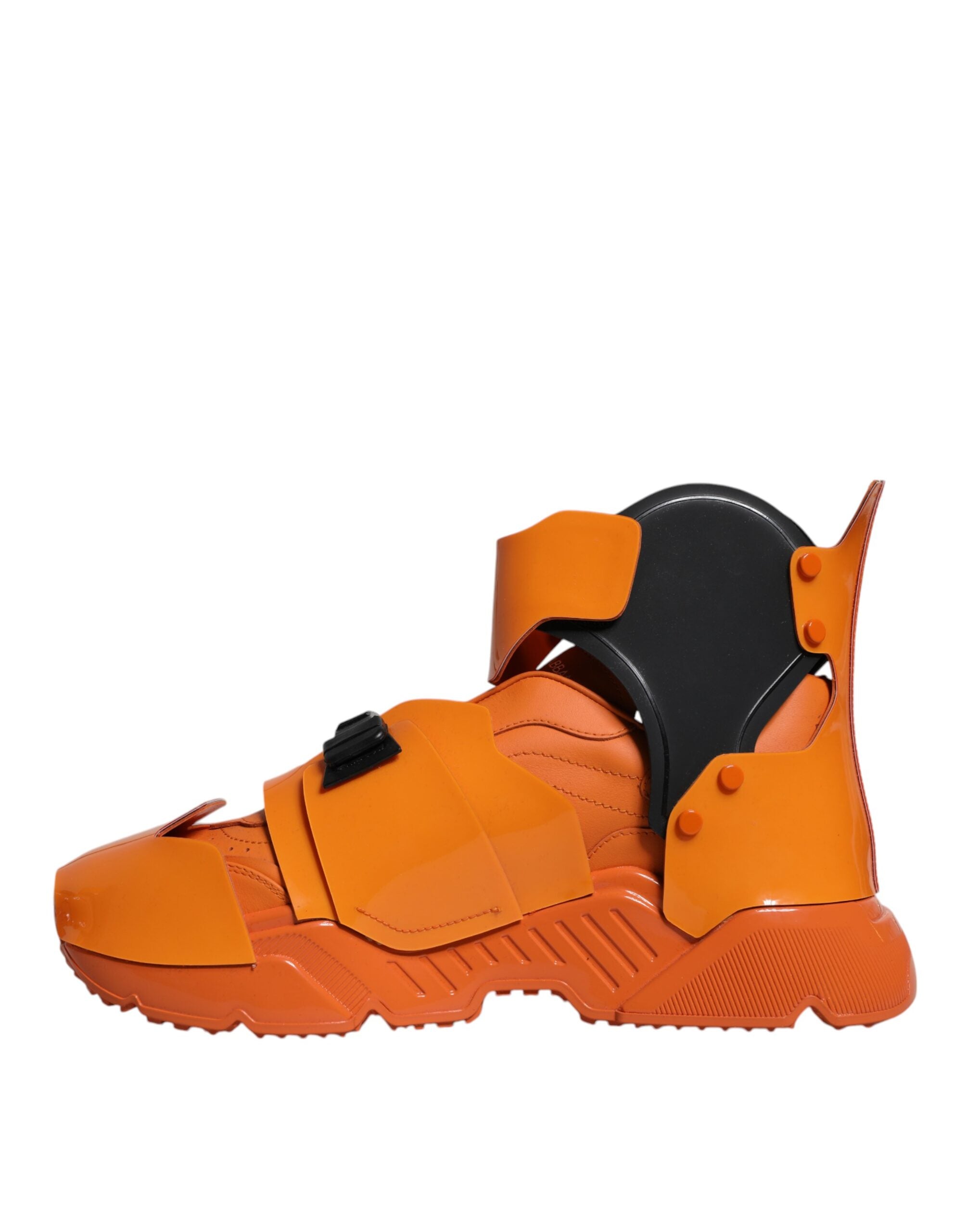 Dolce &amp;amp; Gabbana Orange Multi Panel Chunky High Top Sneakers Skor