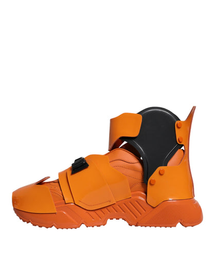 Dolce &amp;amp; Gabbana Orange Multi Panel Chunky High Top Sneakers Skor