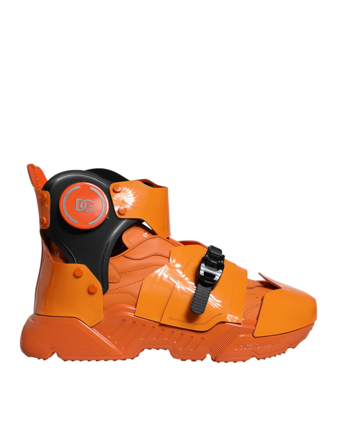 Dolce &amp;amp; Gabbana Orange Multi Panel Chunky High Top Sneakers Skor