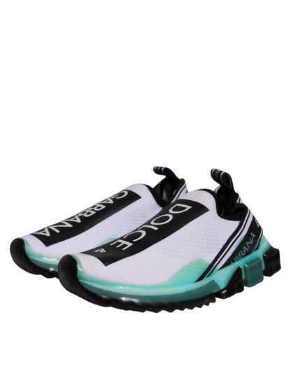Dolce &amp;amp; Gabbana Vita Blå Sorrento Slip On Sneakers Skor