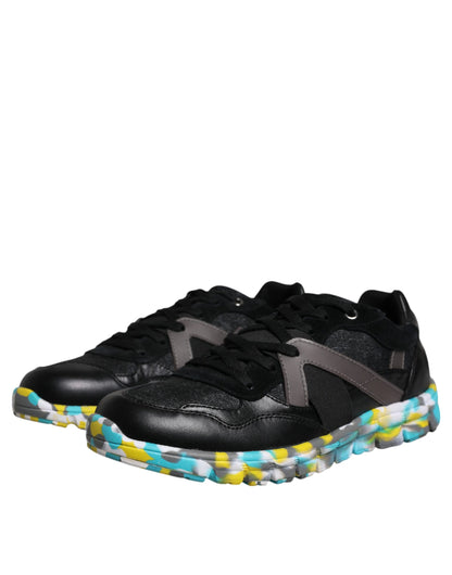 Dolce &amp;amp; Gabbana Svarta Polyester Låga Sneakers Herrskor