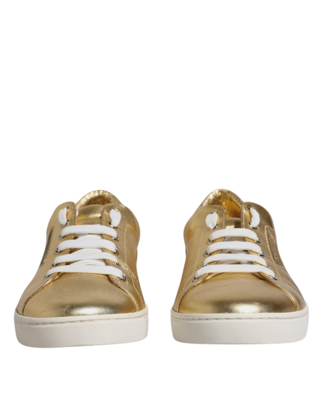 Dolce &amp;amp; Gabbana Guld Läder Logo London Herr Sneakers Skor