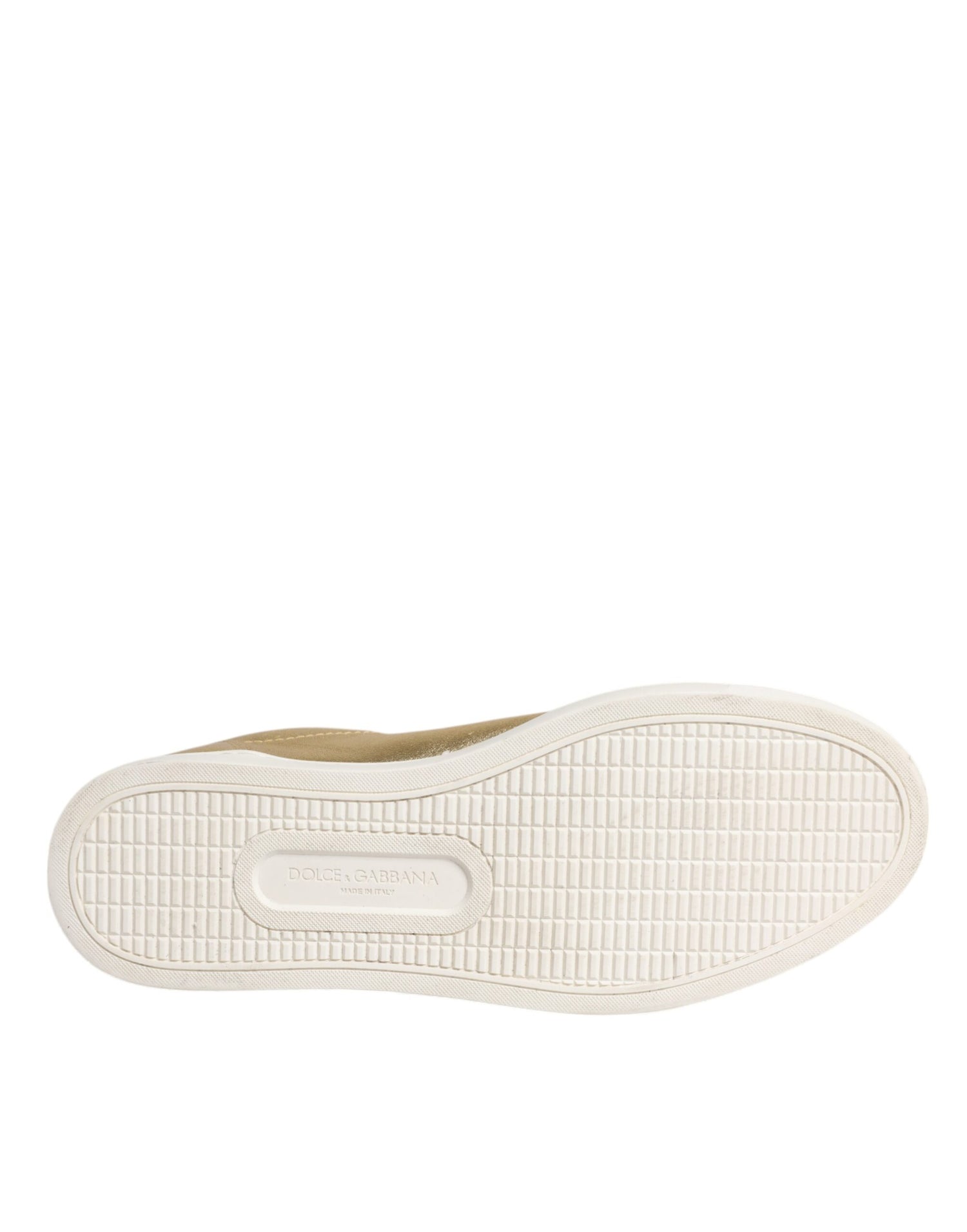 Dolce &amp;amp; Gabbana Guld Läder Logo London Herr Sneakers Skor