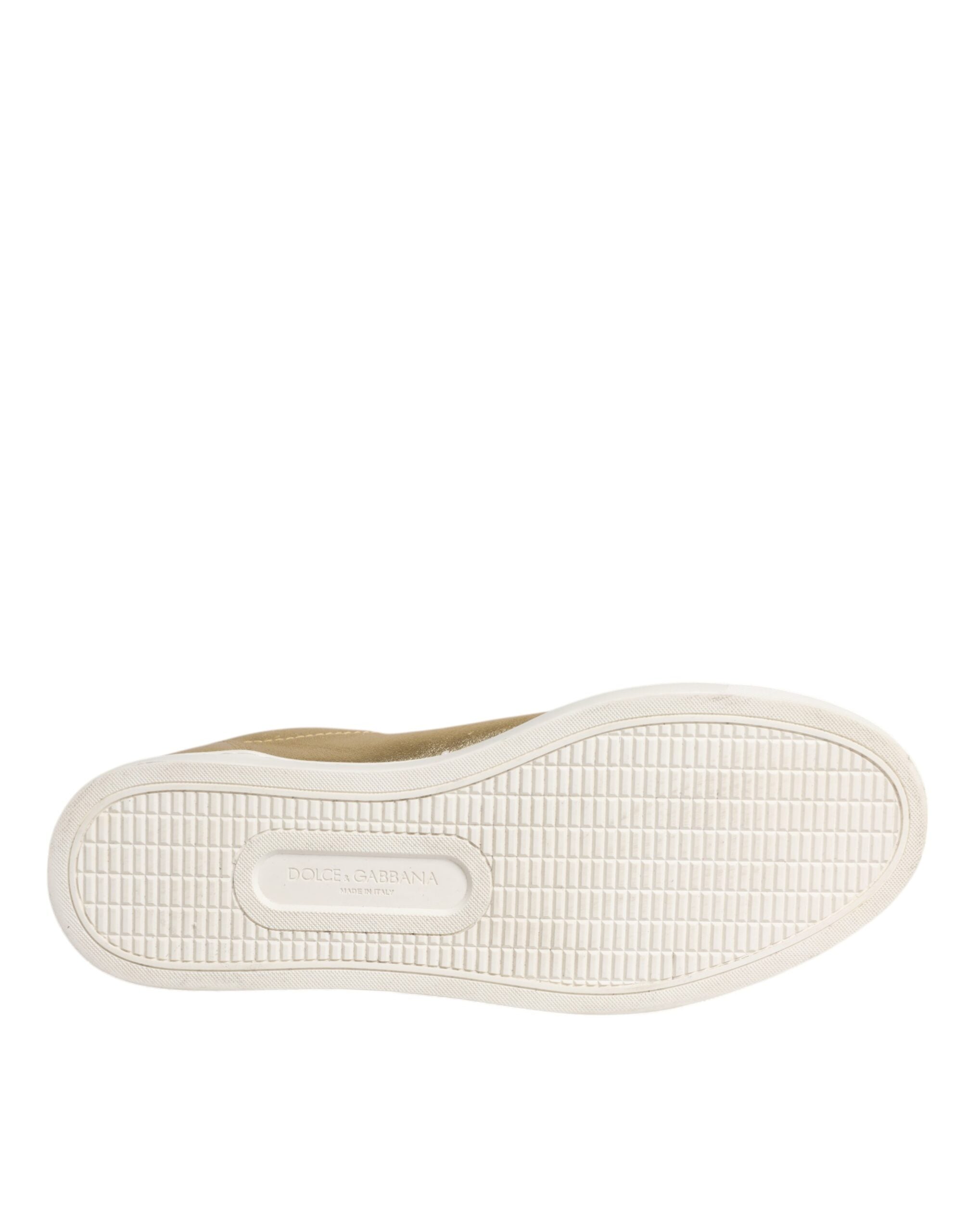 Dolce &amp;amp; Gabbana Guld Läder Logo London Herr Sneakers Skor