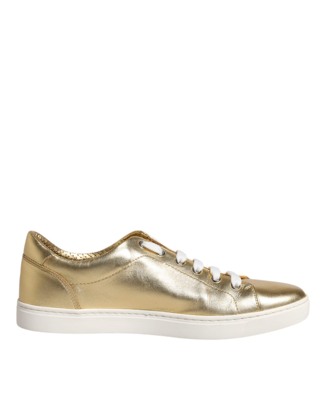 Dolce &amp;amp; Gabbana Guld Läder Logo London Herr Sneakers Skor