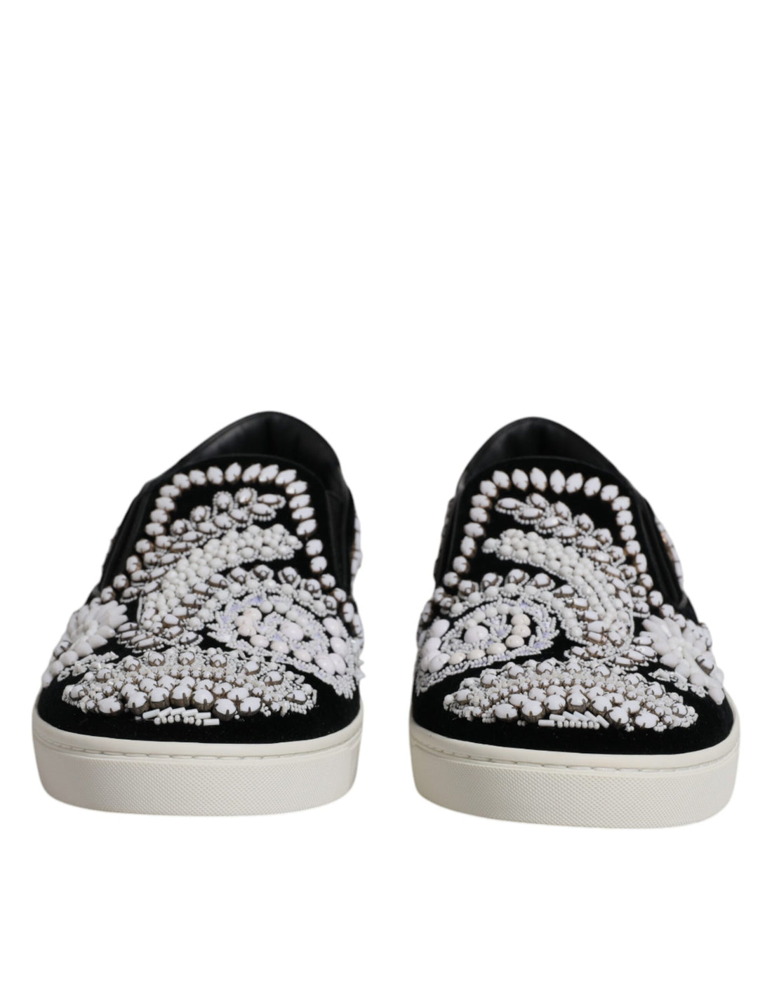 Dolce &amp; Gabbana Black Embellished London Men Slip On Shoes