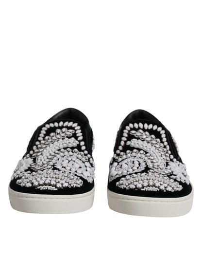 Dolce &amp;amp; Gabbana Svarta Utsmyckade London Herr Slip-On Skor