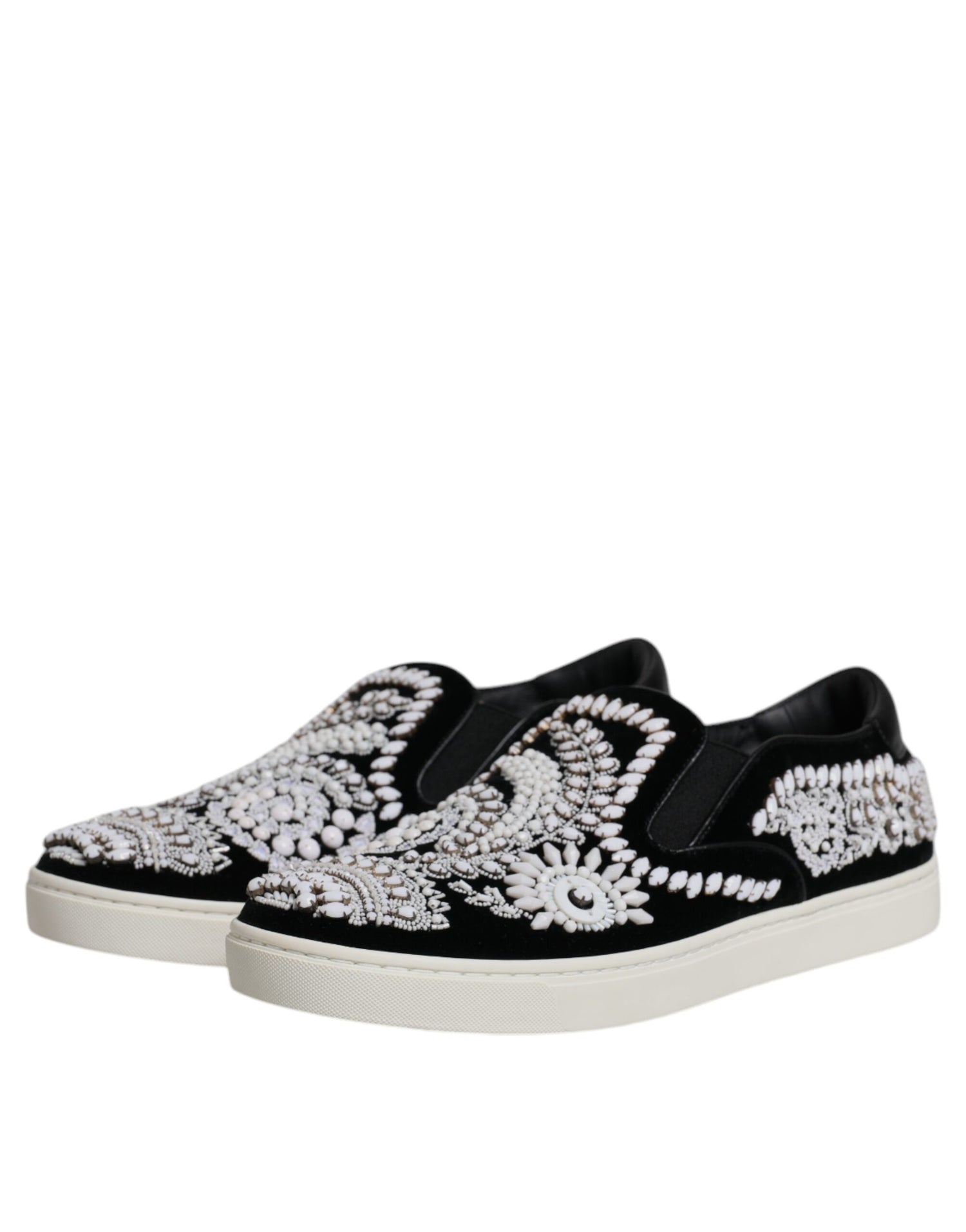 Dolce &amp;amp; Gabbana Svarta Utsmyckade London Herr Slip-On Skor