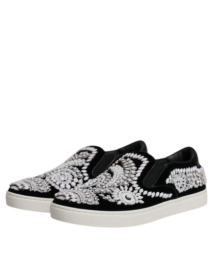Dolce &amp;amp; Gabbana Svarta Utsmyckade London Herr Slip-On Skor