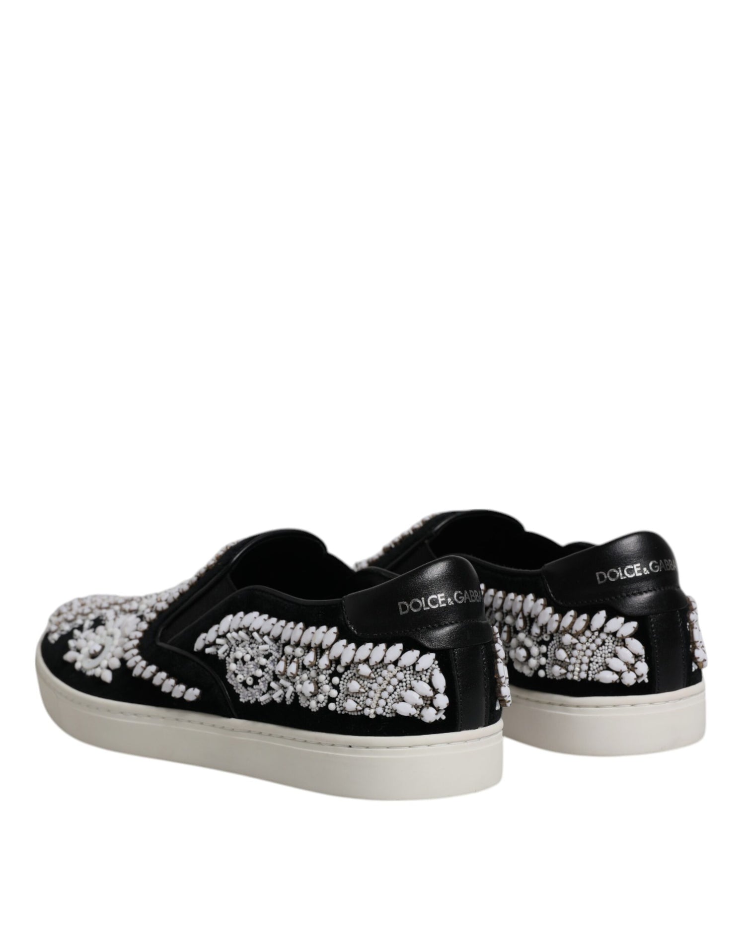 Dolce &amp;amp; Gabbana Svarta Utsmyckade London Herr Slip-On Skor